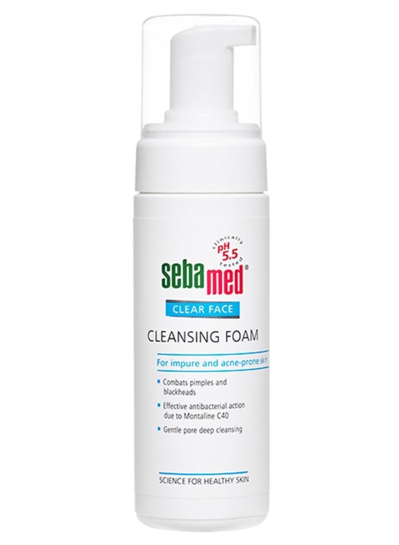 Sebamed Clear Face Cleansing Foam pH 55 Combats Pimples Montaline C40 Deep Pore Cleansing Dermatologically Clinically Tested 150ml - Image 1