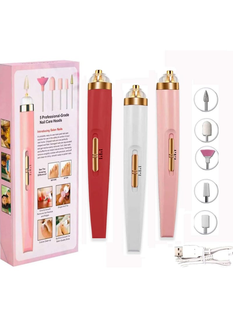 Generic Electric Nail Drill Multicolor with 6 Professional Filing & Polishing Heads – USB Rechargeable Nail Care Tool for Shaping, Cuticle Cleaning, Buffing & Removing Dead Skin for Home and Salon Use - Image 1