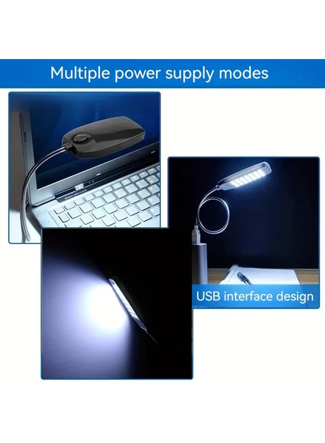 مصباح USB أزرق مرن برقبة إوزة 28 لمبة LED ضوء أبيض حماية للعين للقراءة الليلية - Image 5