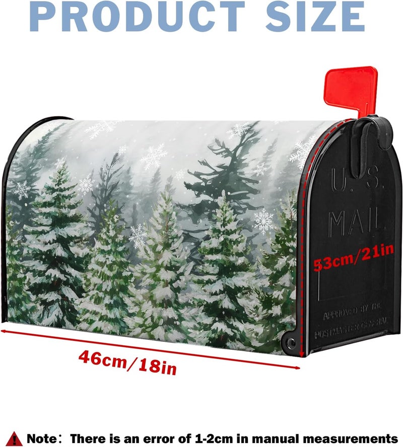 Farg Winter Pine Trees Mailbox Covers Magnetic Christmas Green Forest Snowflakes Mailbox Cover Standard Size 21 x 18 Inch Winter Snow Holiday Mail Box Wraps for Farmhouse Garden Yard Decor - Image 3