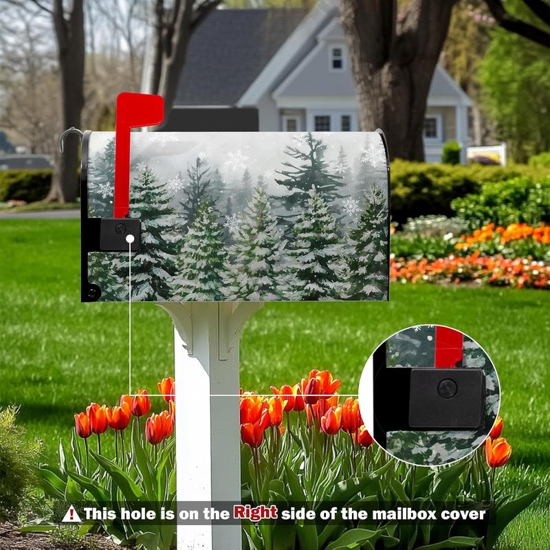 Farg Winter Pine Trees Mailbox Covers Magnetic Christmas Green Forest Snowflakes Mailbox Cover Standard Size 21 x 18 Inch Winter Snow Holiday Mail Box Wraps for Farmhouse Garden Yard Decor - Image 5