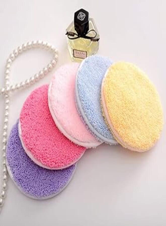 VI0VIO Luxury Extra Large Double-sided and reusable makeup remover Rounds Pads washable facial cleansing pads Microfiber Extra Thich Material Pads For All Skin Types( Pack of 5 )