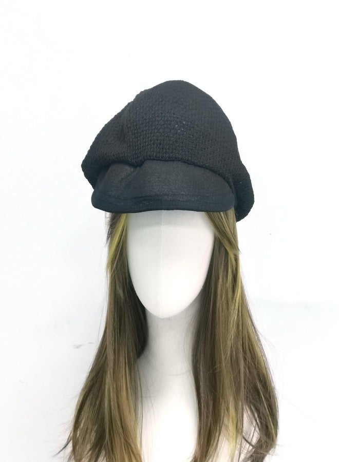ZARSIO Summer French Beret Hat for Women Breathable Crochet Beret Elastic Newsboy Cap (US, Alpha, One Size, Black) - Image 2