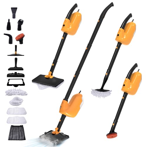 GHORA Steam Mop Allinone Handheld Steam Cleaner with 13 Attachments 23FT Cord 1183OZ Removable Tank Adjustable Height Steam Mops for Floor Cleaning Hardwood Floors Carpets Tiles Windows - Image 1