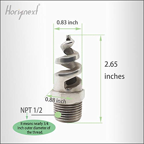 Horiznext NPT 1/2 spiral aerator lawn, stainless steel 316 hose sprayer nozzle atomizer, for garden, fire proofing, gas and liquid cooling(5 pcs) - Image 2