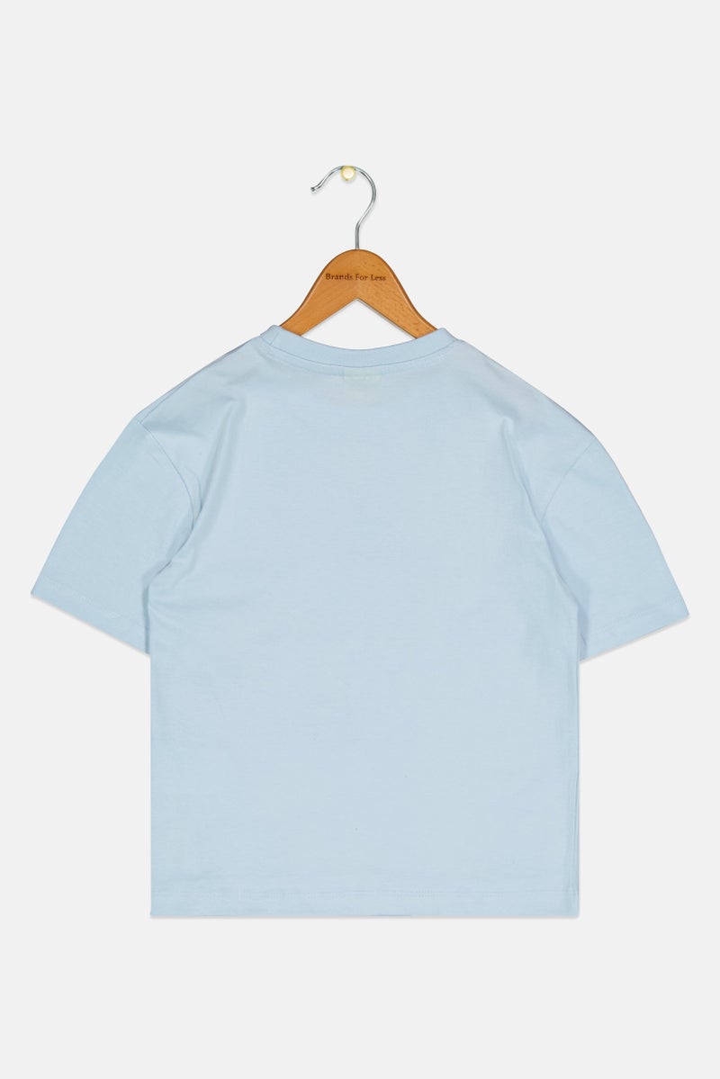 Peanuts Toddlers Girl Short Sleeves Graphic Print T-Shirt, Blue - Image 3