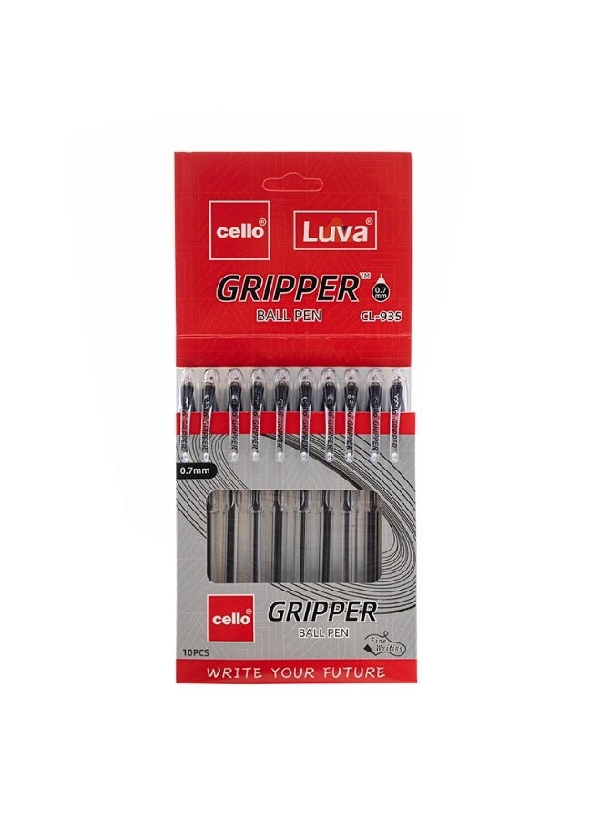 تشيلو طقم 10 أقلام حبر جاف سلسة الكتابة رأس 0.7 مللي، تصميم مريح قبضة مثلثية للكتابة اليومية وللاستخدام المكتبي والجامعي، متعددة الألوان (أسود) - Image 1