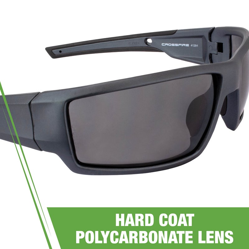 Crossfire RadiansÂ® CrossfireÂ® 41291 Cumulus Premium Safety Eyewear - Aluminum Gray Frame - Smoke Lens - Unisex - Image 5