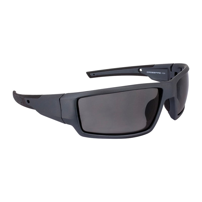 Crossfire RadiansÂ® CrossfireÂ® 41291 Cumulus Premium Safety Eyewear - Aluminum Gray Frame - Smoke Lens - Unisex - Image 1