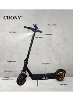 Crony Xm Max 350w E-Scooter 36v/15.6ah, 25-45km Range, 35-55k/H Speed, Front Suspension, 120kg Max Load, Foldable Aluminum Frame Electric Scooter, Led Base Light, Lcd Display, App-Connectivity, Mobile Phone Holder Skateboard,High-Speed Motorized For Adults & Kids, Commuting, Off-Road & Urban Use, Portable And Convenient Commuter Ebike With Easy Folding, Brushless Motor, And Long-Lasting Battery For All-Terrain Adventures,Antivibrator,Black  - Image 2