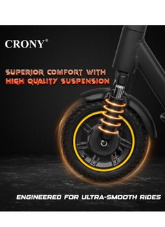 Crony Xm Max 350w E-Scooter 36v/15.6ah, 25-45km Range, 35-55k/H Speed, Front Suspension, 120kg Max Load, Foldable Aluminum Frame Electric Scooter, Led Base Light, Lcd Display, App-Connectivity, Mobile Phone Holder Skateboard,High-Speed Motorized For Adults & Kids, Commuting, Off-Road & Urban Use, Portable And Convenient Commuter Ebike With Easy Folding, Brushless Motor, And Long-Lasting Battery For All-Terrain Adventures,Antivibrator,Black  - Image 3