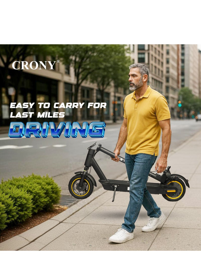 كروني - سكوتر كهربائي Xm Max 350 واط، 36 فولت/15.6 أمبير/ساعة، مدى 25-45 كم، سرعة 35-55 كيلو/ساعة، تعليق أمامي، أقصى حمولة 120 كجم، سكوتر كهربائي بإطار من الألومنيوم قابل للطي، قاعدة إضاءة LED، شاشة LCD، اتصال بالتطبيق، حامل هاتف محمول، لوح تزلج، محرك عالي السرعة للبالغين والأطفال، للتنقل، على الطرق الوعرة والاستخدام الحضري، دراجة كهربائية محمولة ومريحة للتنقل مع سهولة الطي، محرك بدون فرشاة، وبطارية طويلة الأمد لمغامرات جميع التضاريس، مضاد للاهتزاز، أسود - Image 1