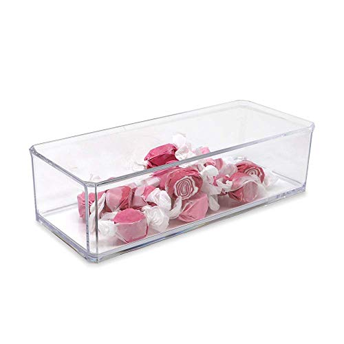 Isaac Jacobs Clear Acrylic Rectangular Stackable Storage Organizer, (9" L x 3.5" W x 2.5" H) Drawer Tray, Multi-Functional, Bathroom, Kitchen, Home, Office, Desk, Drawers - Image 4