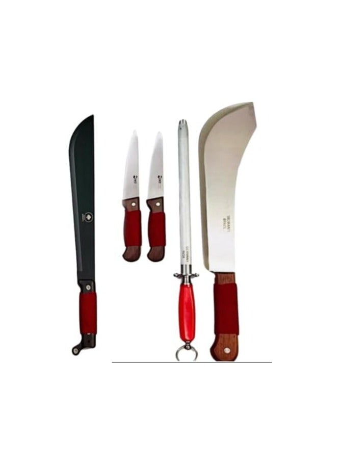 طقم سكاكين ستانلس ستيل قوية ومتينة – لتقطيع اللحوم والخضروات وكسر العظام بسهولة – مناسب للاستخدام المنزلي والخارجي