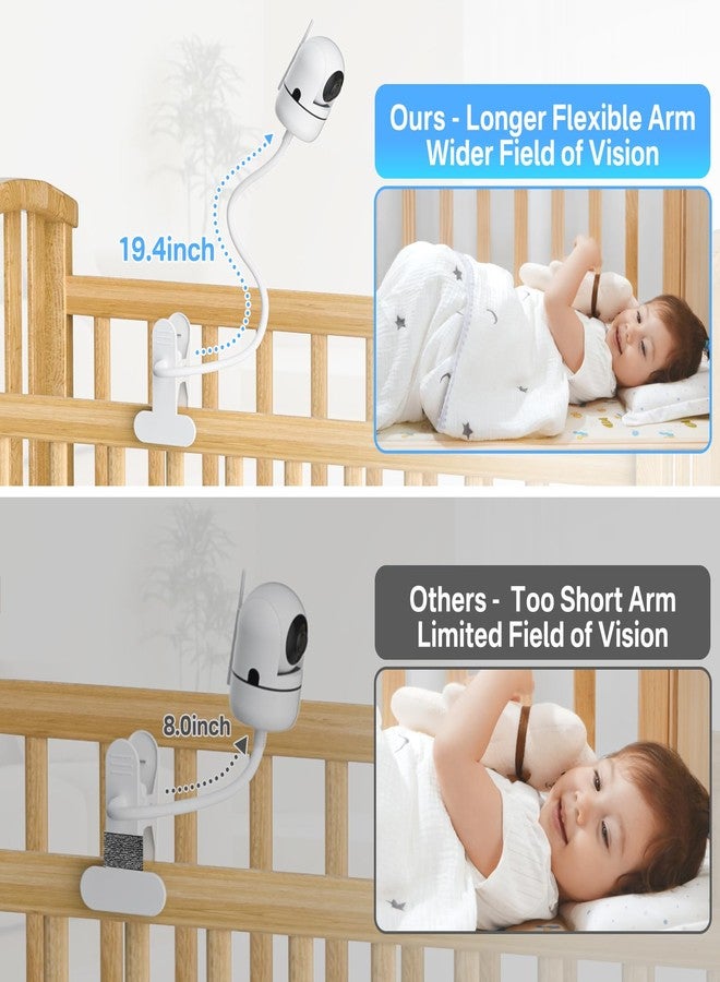 Yususipa Universal Baby Monitor Crib Mount for HelloBaby, VTech, Infant Optics DXR 8 & DXR-8 Pro, ANMEATE, Nanit Pro, Eufy, Owlet, VAVA - 19.4" Flexible Goosenesk Baby Monitor Crib Holder for 360° Adjustable - Image 5