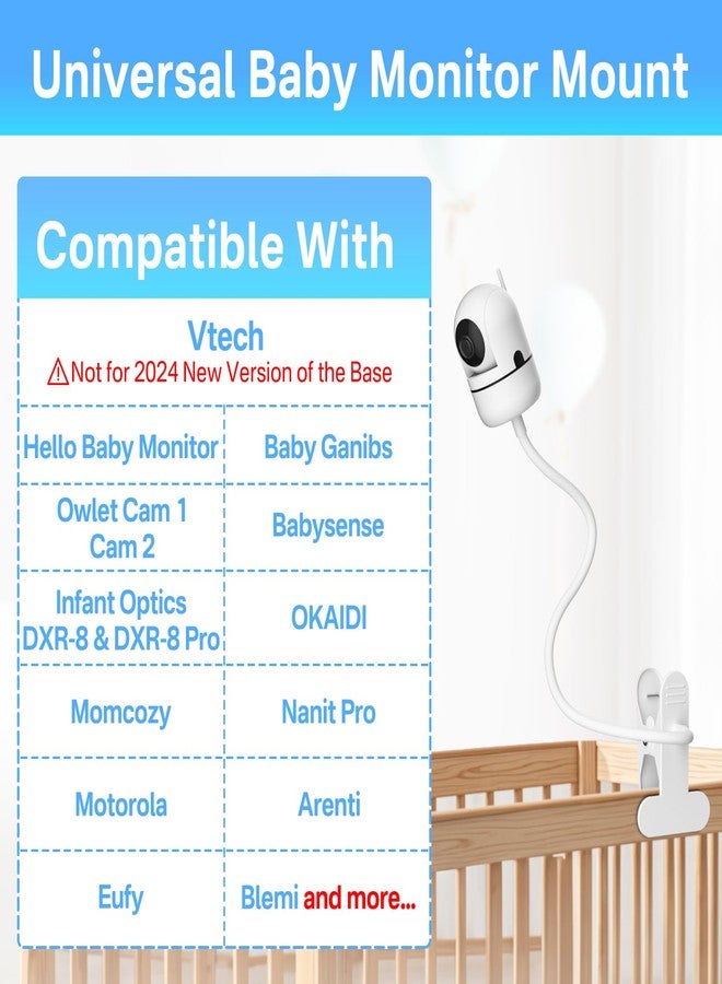 Yususipa Universal Baby Monitor Crib Mount for HelloBaby, VTech, Infant Optics DXR 8 & DXR-8 Pro, ANMEATE, Nanit Pro, Eufy, Owlet, VAVA - 19.4" Flexible Goosenesk Baby Monitor Crib Holder for 360° Adjustable - Image 3