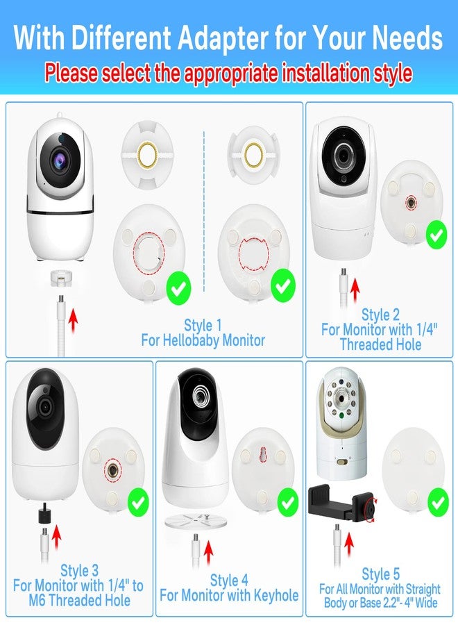 Yususipa Universal Baby Monitor Crib Mount for HelloBaby, VTech, Infant Optics DXR 8 & DXR-8 Pro, ANMEATE, Nanit Pro, Eufy, Owlet, VAVA - 19.4" Flexible Goosenesk Baby Monitor Crib Holder for 360° Adjustable - Image 2