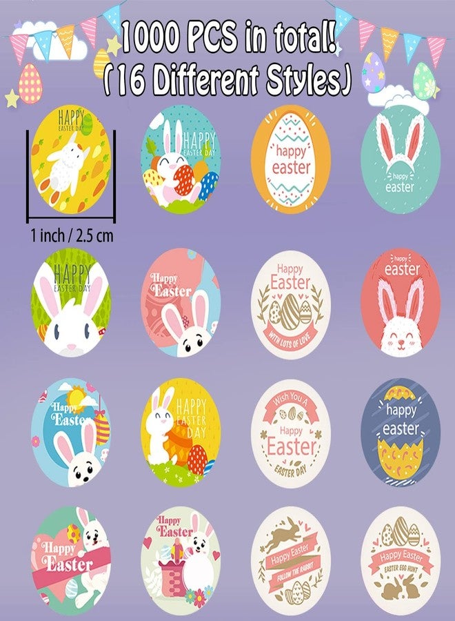 Partywind 1000 PCS Easter Stickers for Kids, Self Adhesive Stickers Roll with Egg for Scrapbook and Card, Happy Easter Day Accessories Ornaments (16 Designs) - Image 2