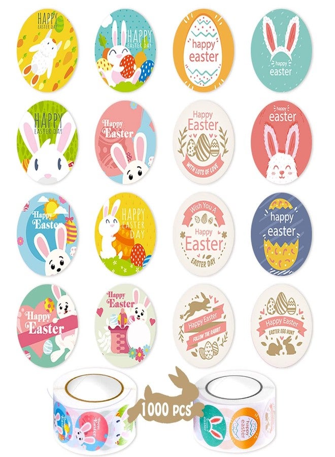 Partywind 1000 PCS Easter Stickers for Kids, Self Adhesive Stickers Roll with Egg for Scrapbook and Card, Happy Easter Day Accessories Ornaments (16 Designs) - Image 1