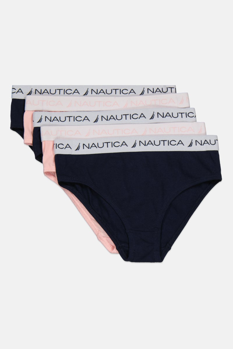 NAUTICA Kids Girl 5 Pieces Brand Logo Briefs, Multicolor - Image 1