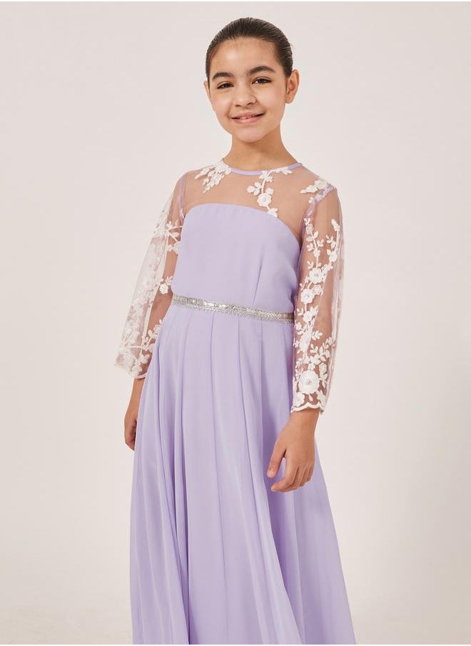 Styli Lace Overlay Illusion Neckline Maxi Dress  - Image 2