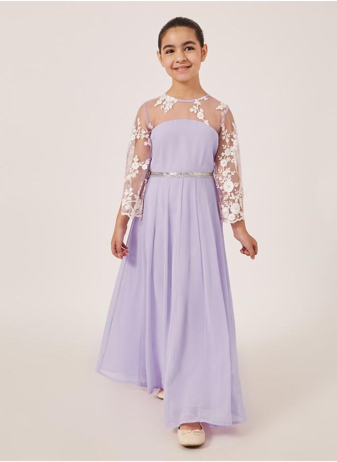 Styli Lace Overlay Illusion Neckline Maxi Dress  - Image 1