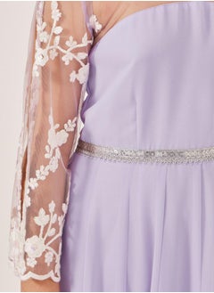 Styli Lace Overlay Illusion Neckline Maxi Dress  - Image 3