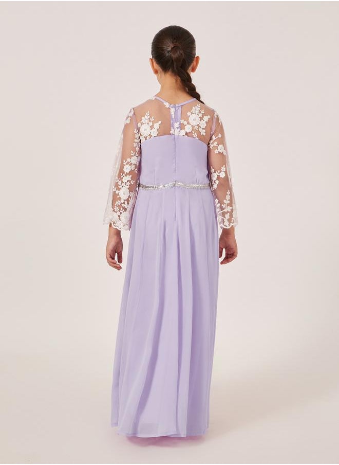 Styli Lace Overlay Illusion Neckline Maxi Dress  - Image 4