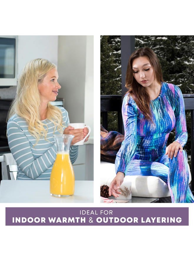 Rocky Thermal Underwear for Women, Long Johns Fleece Lined Set, Shirt & Pants, Base Layer w/Leggings/Bottoms Ski/Extreme Cold, Geometric Design, S - Image 4