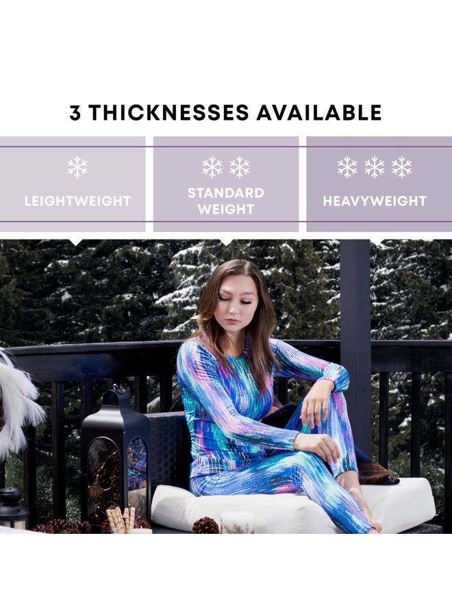 Rocky Thermal Underwear for Women, Long Johns Fleece Lined Set, Shirt & Pants, Base Layer w/Leggings/Bottoms Ski/Extreme Cold, Geometric Design, S - Image 5
