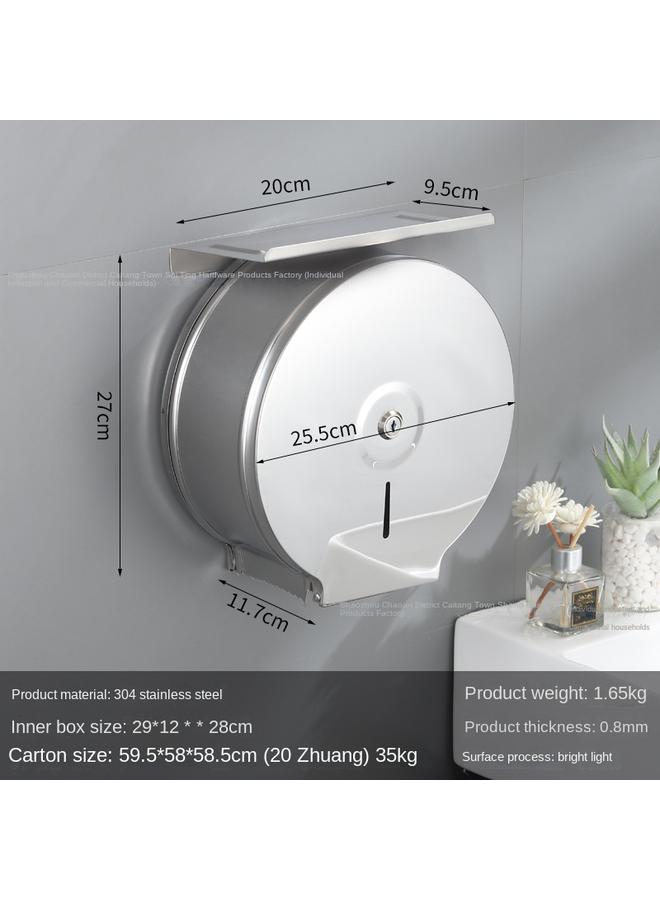 Bluejw 304 Stainless Steel Tissue Box Toilet Large Plate Hand Wipe Roll Paper Box Hotel Engineering Toilet Paper Hand Waterproof Paper Box - Image 1