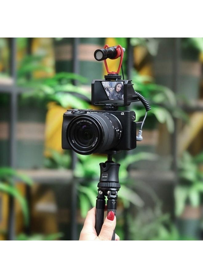 Vlog Selfie Flip Screen for Mirrorless Camera for Sony A7R3 A7III A7II A6000/A6300/A6500 Cold Shoe Bracket Microphone Mount for Fujifilm XT3 XT20 Canon Panasonic GX85 Nikon Z7 Reverse Mirror