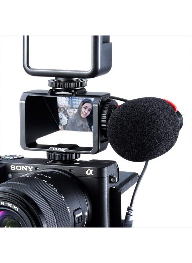 Vlog Selfie Flip Screen for Mirrorless Camera for Sony A7R3 A7III A7II A6000/A6300/A6500 Cold Shoe Bracket Microphone Mount for Fujifilm XT3 XT20 Canon Panasonic GX85 Nikon Z7 Reverse Mirror