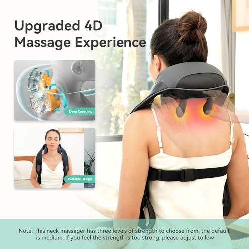 Snailax Cordless Neck Shoulder Massager with Heat for Pain Relief Deep Tissue, Upgarded 4D Kneading, Shiatsu Back Neck Massager Pillow for Neck, Shoulders Back, Gifts for Men Women Mom Dad - Image 2