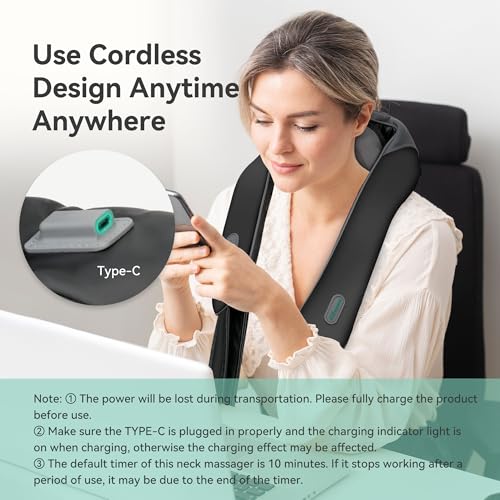 Snailax Cordless Neck Shoulder Massager with Heat for Pain Relief Deep Tissue, Upgarded 4D Kneading, Shiatsu Back Neck Massager Pillow for Neck, Shoulders Back, Gifts for Men Women Mom Dad - Image 4