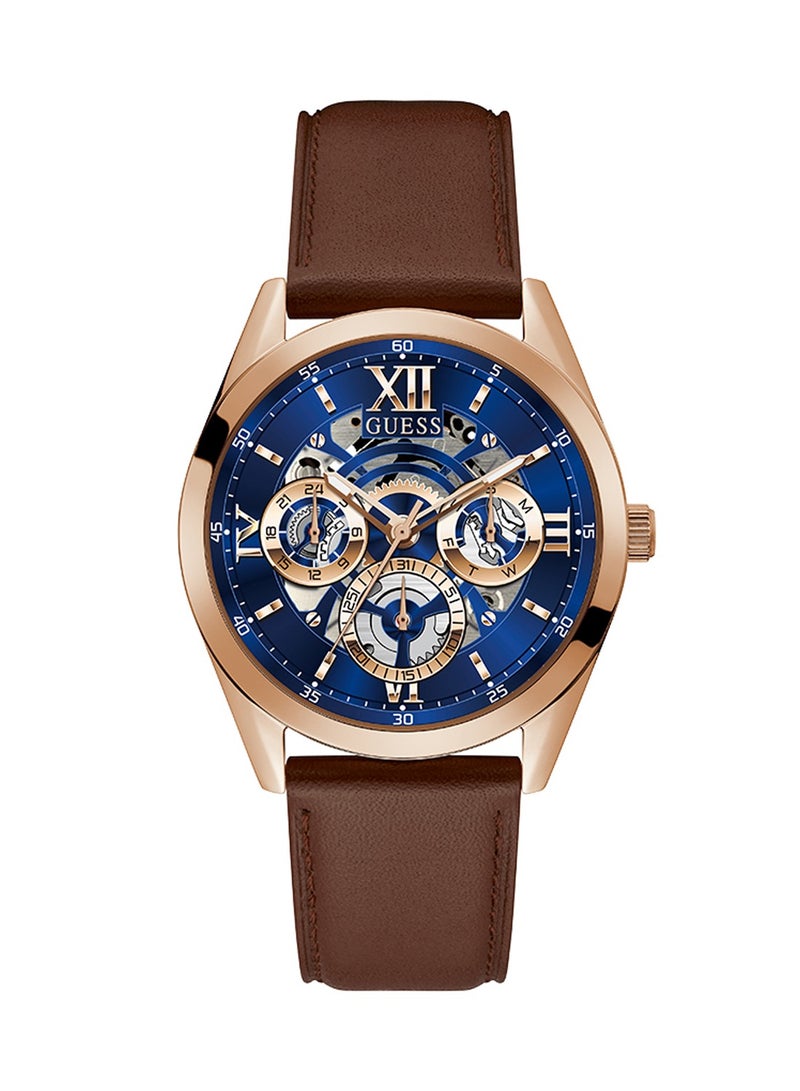 GUESS Men's Analog Quartz Brown Leather Wrist Watch - GW0389G3 - 42 mm - Image 1