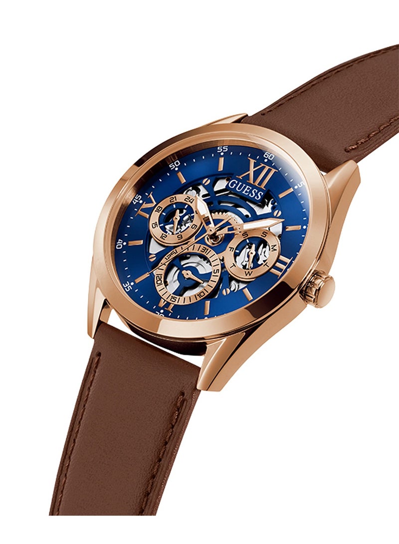 GUESS Men's Analog Quartz Brown Leather Wrist Watch - GW0389G3 - 42 mm - Image 2