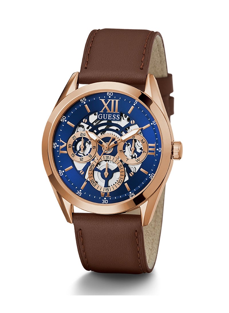 GUESS Men's Analog Quartz Brown Leather Wrist Watch - GW0389G3 - 42 mm - Image 5