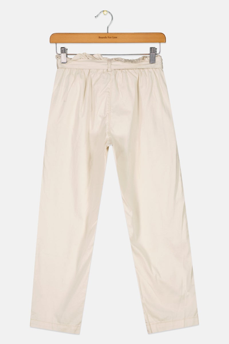 GAP Kids Girl Solid Belted Straight Pants, Eggshell Beige  - Image 2