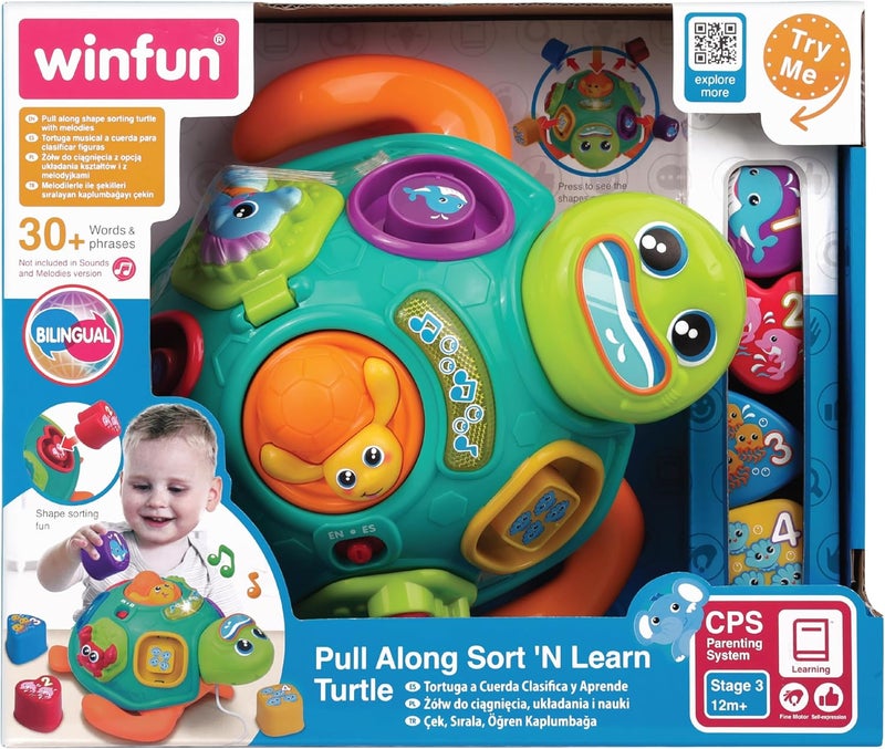 Winfun Pull Along Sort 'N Learn Turtle Interactive Toy - Image 2