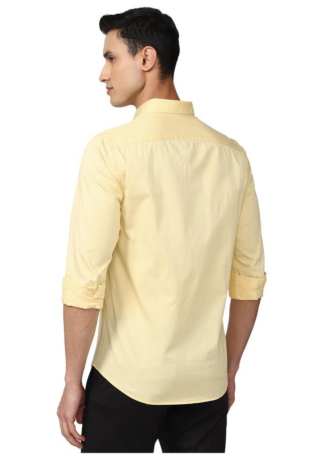 Peter England Peter England Solid Slim Fit Full Sleeve Casual Shirt | 100% Cotton  - Image 3