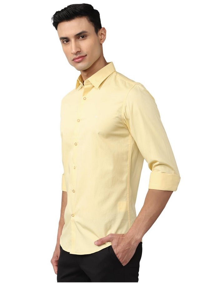 Peter England Peter England Solid Slim Fit Full Sleeve Casual Shirt | 100% Cotton  - Image 2