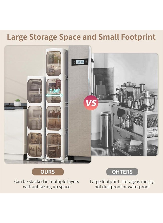 فيفيدوراد خزانة حمام رفيعة، خزائن تخزين قابلة للطي، وحدات تخزين ضيقة، منظم تخزين متحرك للمساحات الصغيرة، الحمامات، المطابخ، غرف الغسيل (4/3/2 طوابق) - Image 4