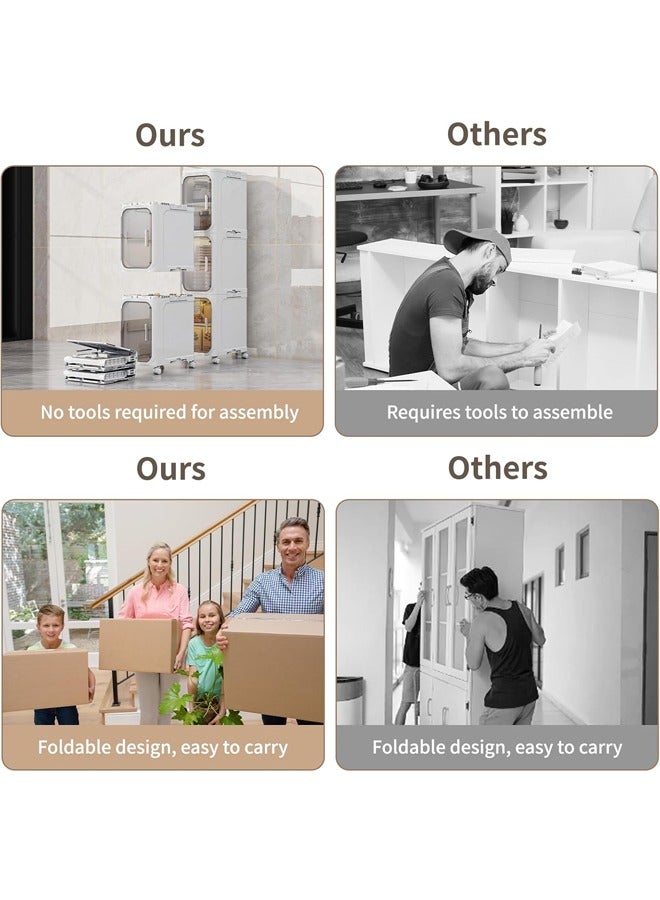 فيفيدوراد خزانة حمام رفيعة، خزائن تخزين قابلة للطي، وحدات تخزين ضيقة، منظم تخزين متحرك للمساحات الصغيرة، الحمامات، المطابخ، غرف الغسيل (4/3/2 طوابق) - Image 5