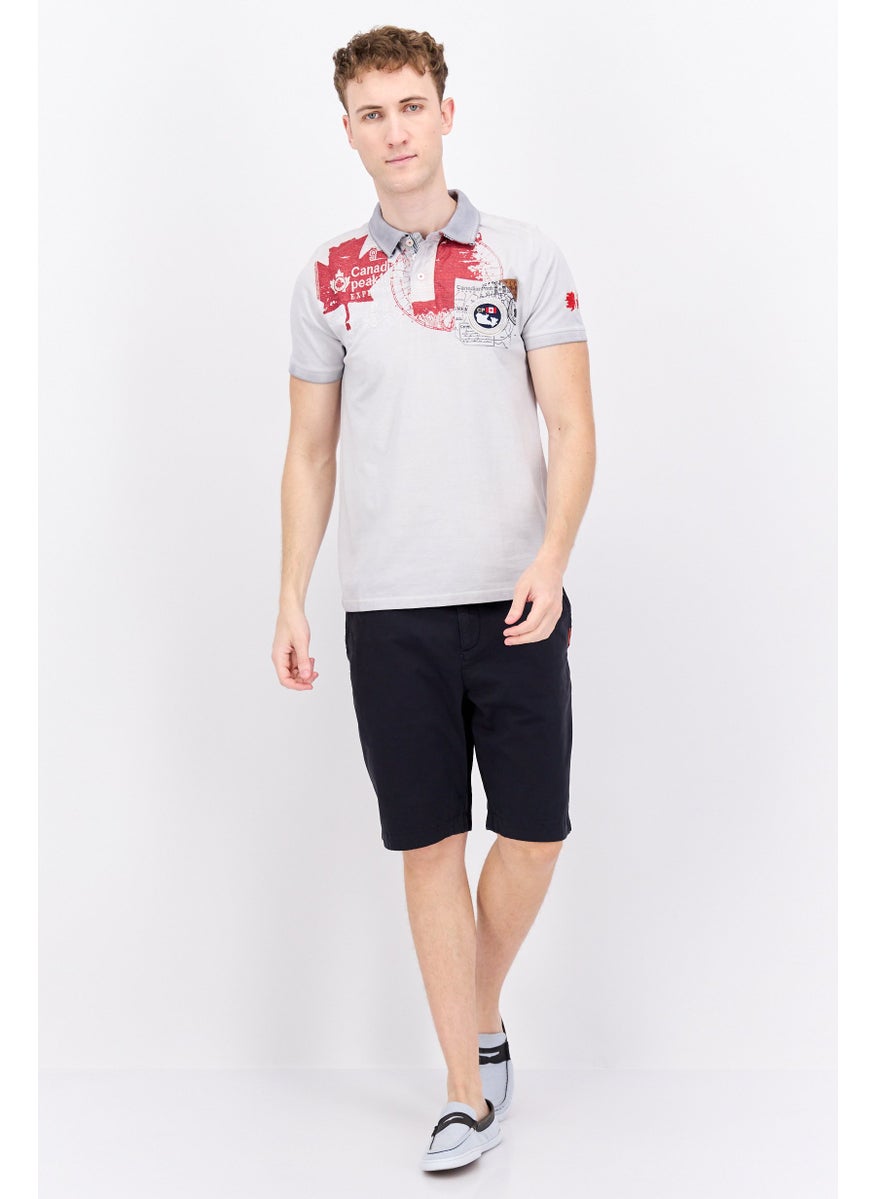 Canadian Peak Men Regular Fit Embroidered Short Sleeve Polo, Light Grey  - Image 3