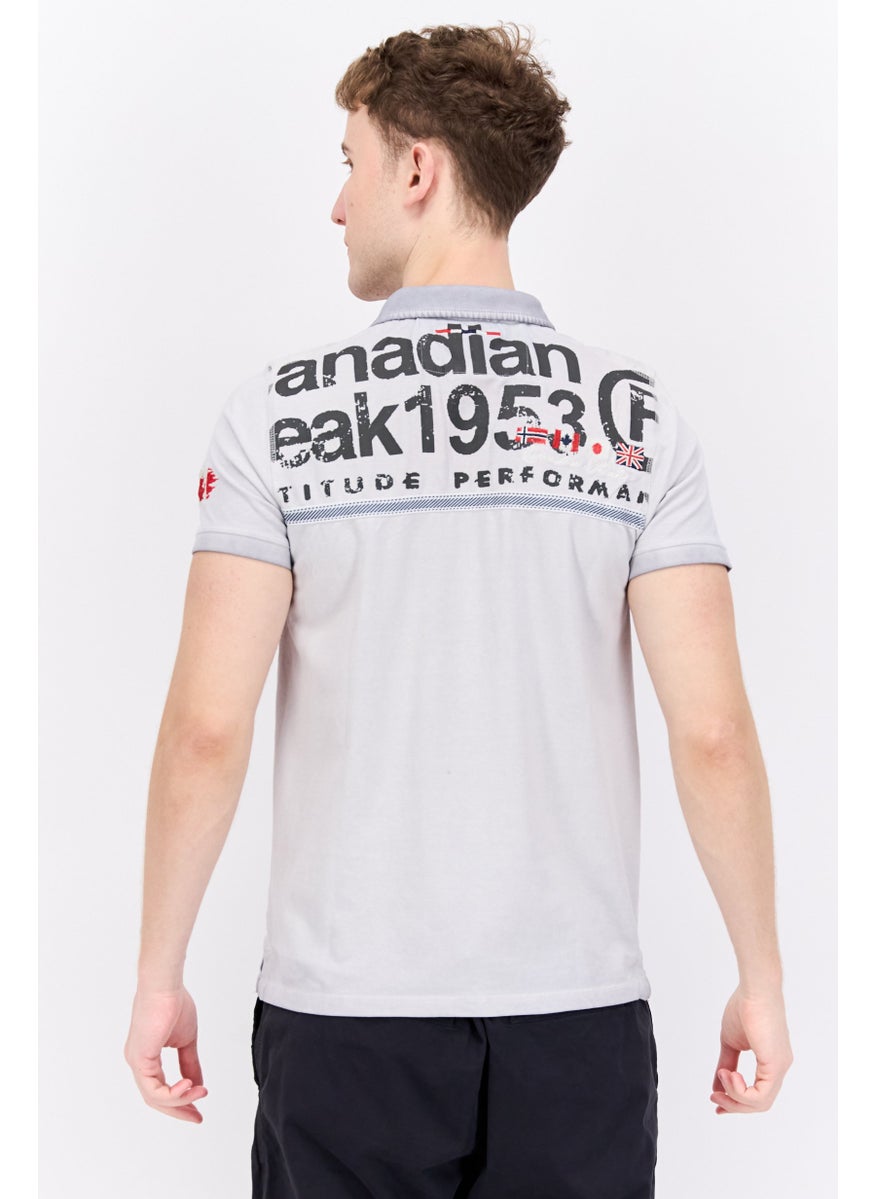 Canadian Peak Men Regular Fit Embroidered Short Sleeve Polo, Light Grey  - Image 4