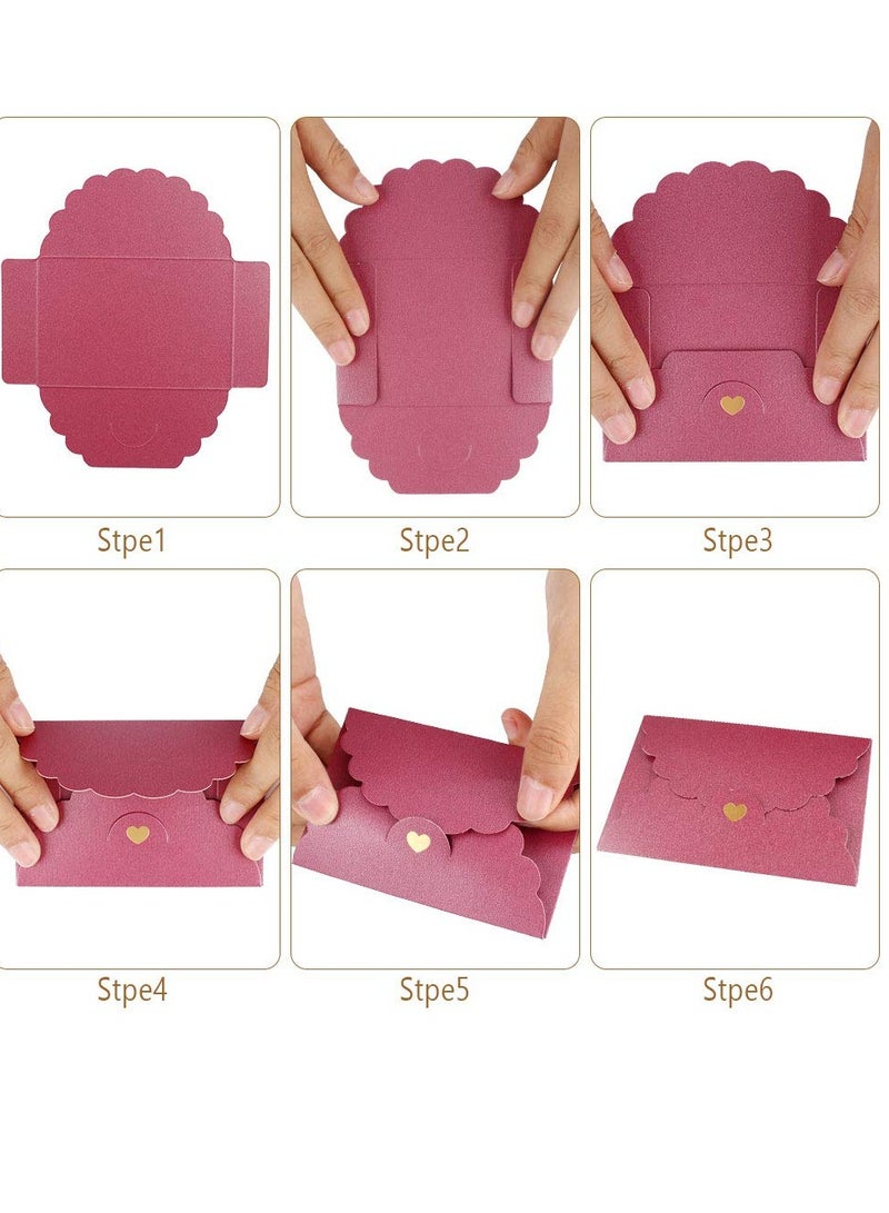 SYOSI Envelope Gift Card Colorful Pearl Paper Mini With Foil Stamping Heart Buckle For Wrapping Letters Thank You Card Business Card Bank Card VIP Card (7 Colors 42 Pack) - Image 5