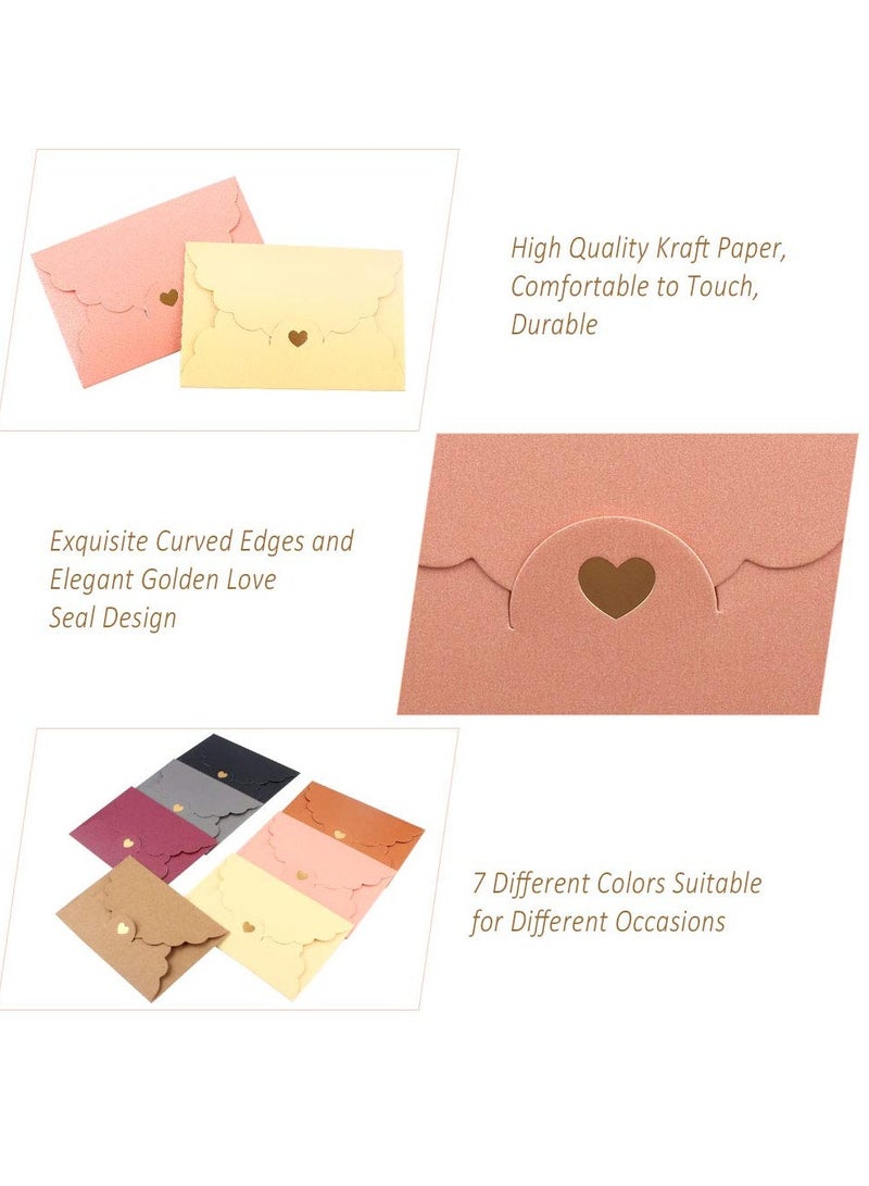SYOSI Envelope Gift Card Colorful Pearl Paper Mini With Foil Stamping Heart Buckle For Wrapping Letters Thank You Card Business Card Bank Card VIP Card (7 Colors 42 Pack) - Image 3