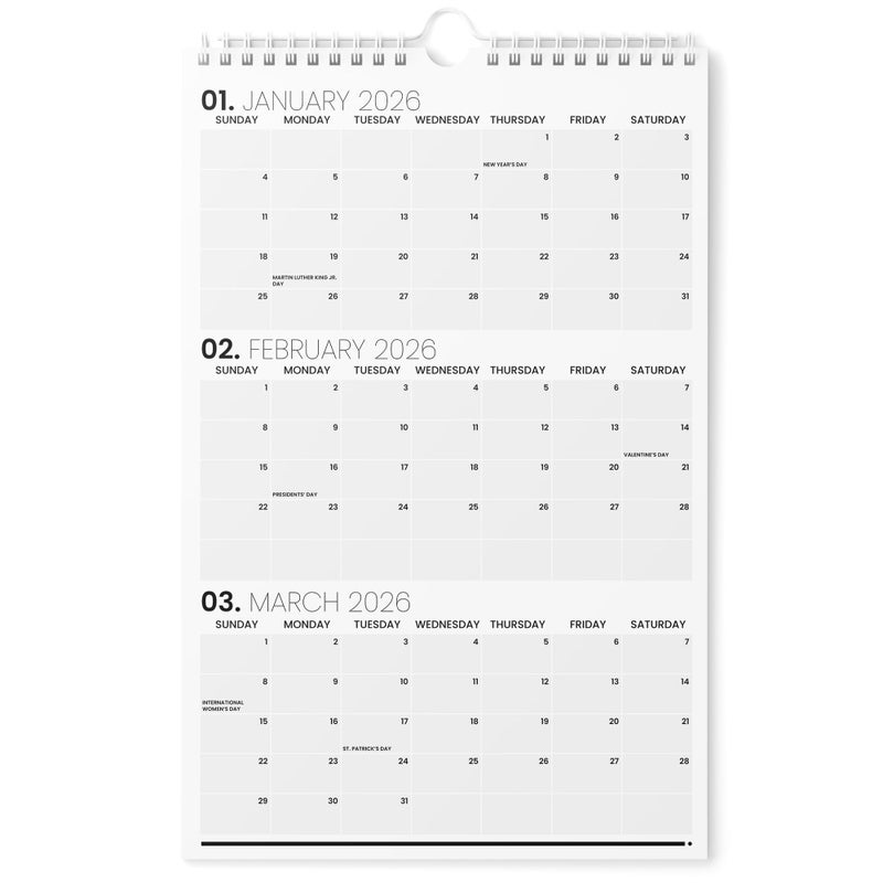 Karto 3 Month Wall Calendar 2026 - Vertical 11x17 inch January 2026 to June 2027 - Boost Your Productivity and Easy Planning with the Aesthetic Monthly Calendar - Minimalist - Image 1