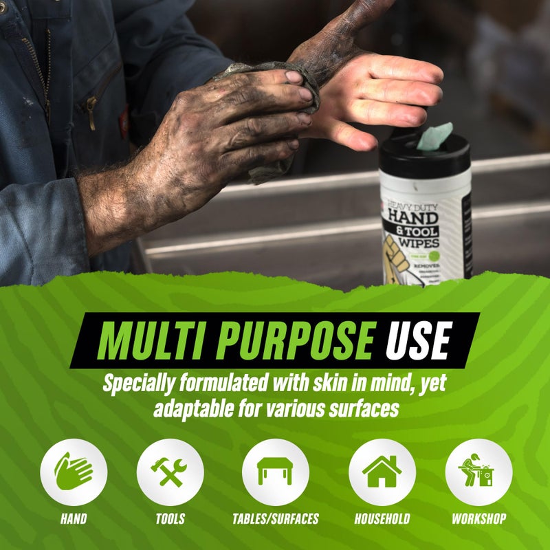 Grip Clean Heavy Duty Hand & Tool Cleaning Wipes â€“ Waterless Hand Cleaner for Mechanics, Garage & Shop Use â€“ Dual-Sided Grease, Oil & Paint Remover Wipes with Citrus Scent - 72ct - Image 2